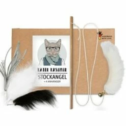 Kater Kasimir Premium Katzenangel Set Aus Buchenholz Mit 4 Handgemachten Anhängern